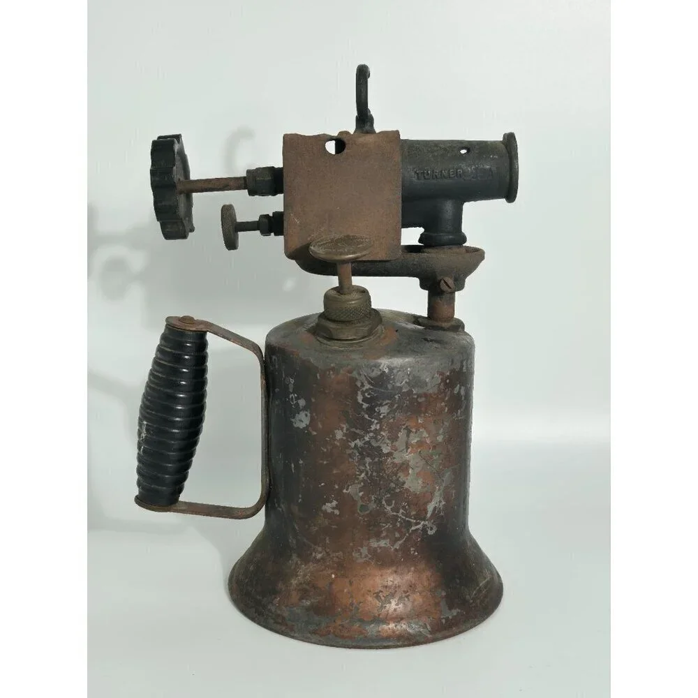 Vintage The Turner Brass Works Sycamore Ill Copper Blow Torch With Black Handle
